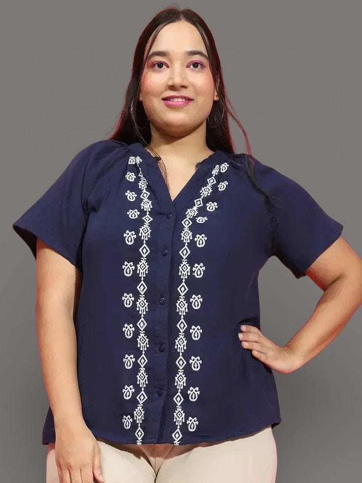 Plus Size Navy Blue Shirt