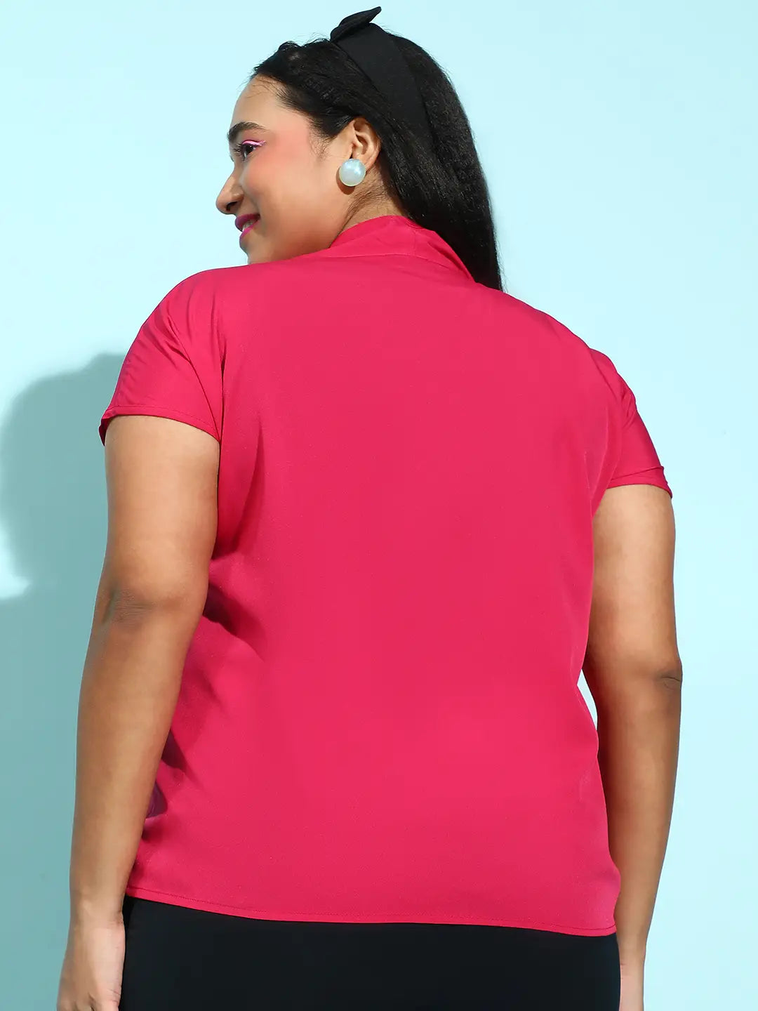 Rosy Pink Short Sleeve Plus Size Top for Women