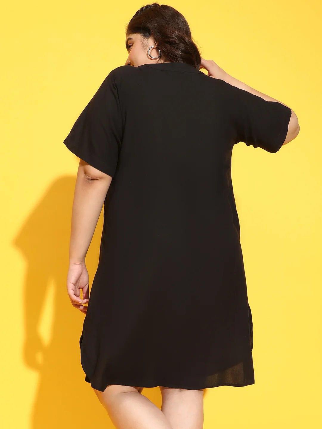 Zowie Black Short Sleeve Plus Size Curvy Dress for Women