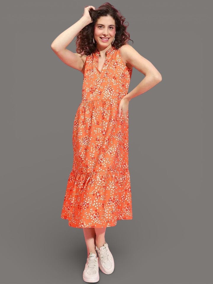 Orange Floral Dress