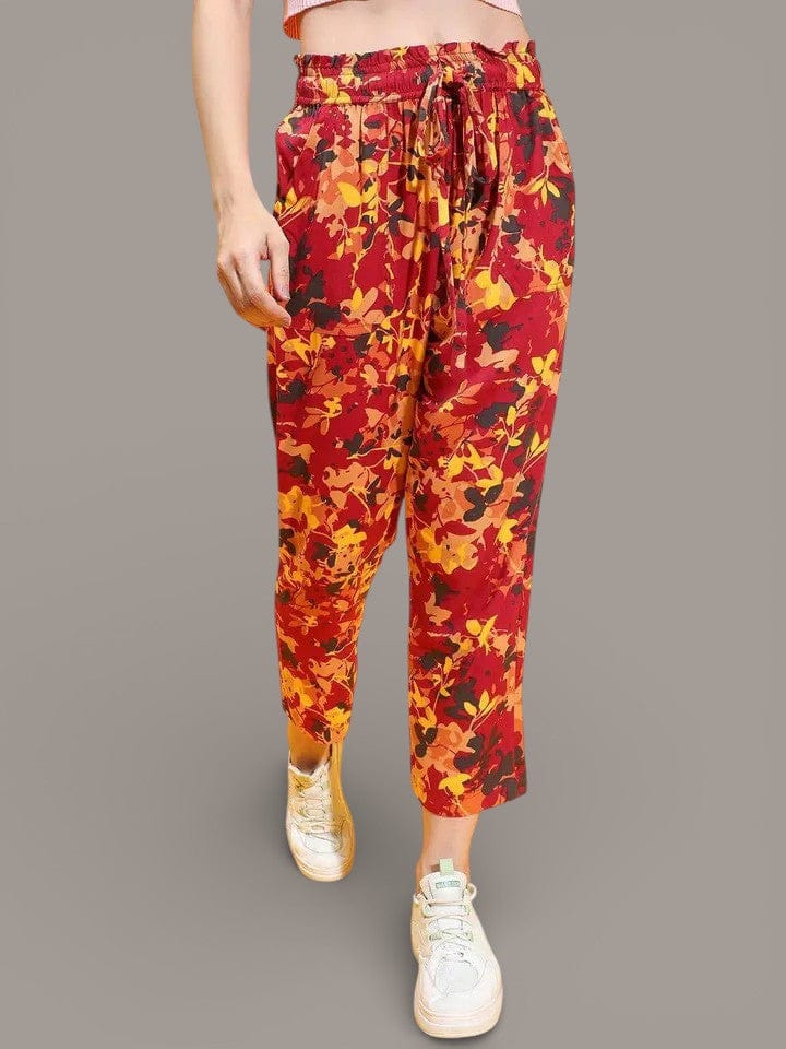 Trendsetter Delight Multicolor Floral Print Elasticated  Women Trouser