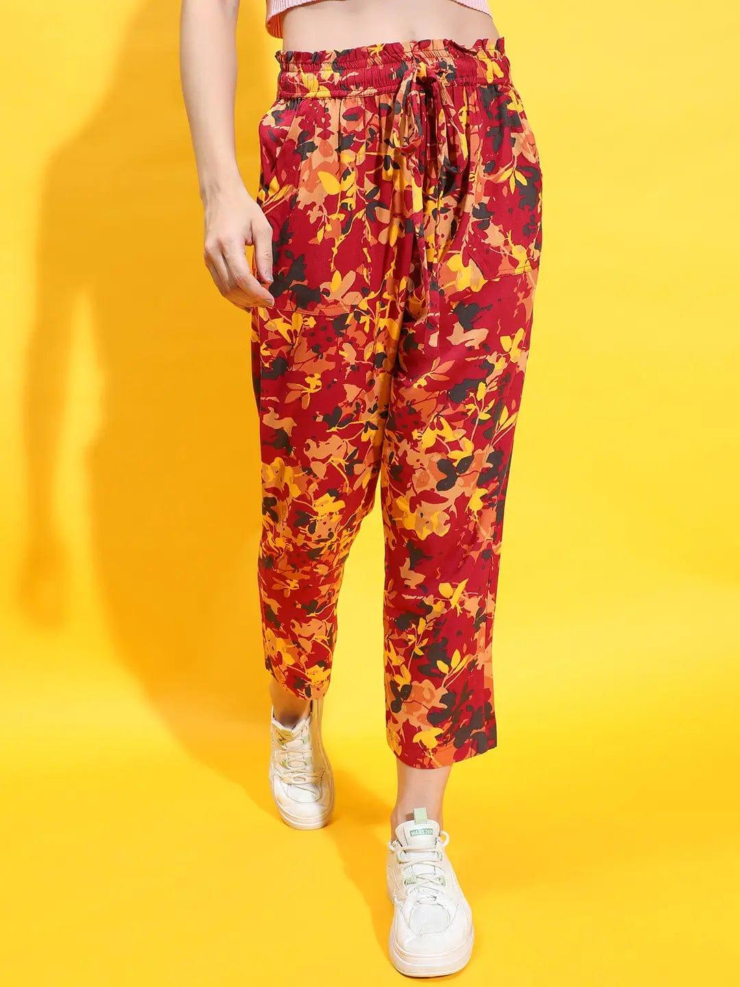 Trendsetter Delight Multicolor Floral Print Elasticated  Women Trouser