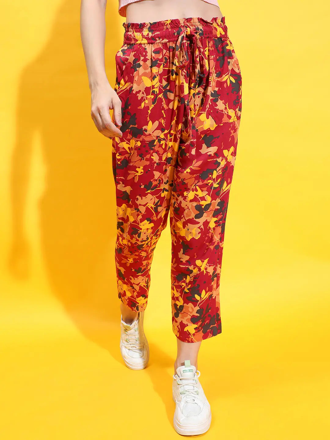 Trendsetter Delight Multicolor Floral Print Elasticated Pants