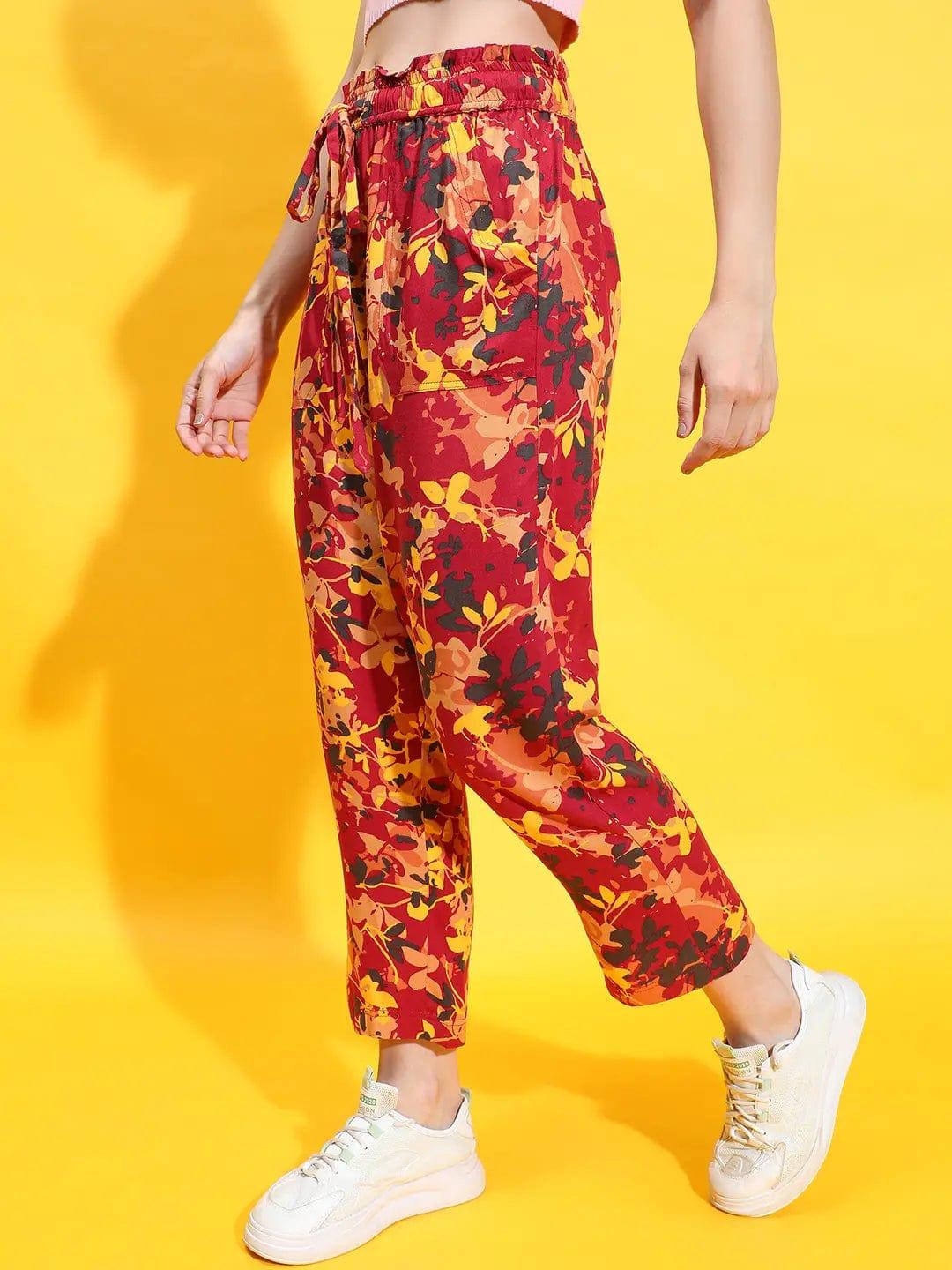 Trendsetter Delight Multicolor Floral Print Elasticated  Women Trouser