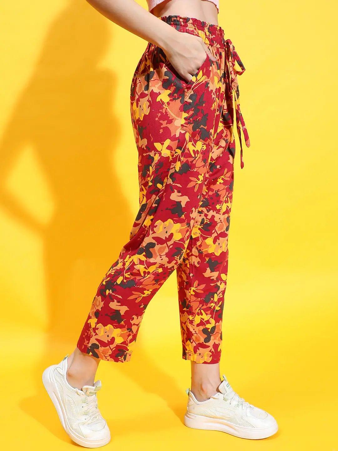 Trendsetter Delight Multicolor Floral Print Elasticated  Women Trouser