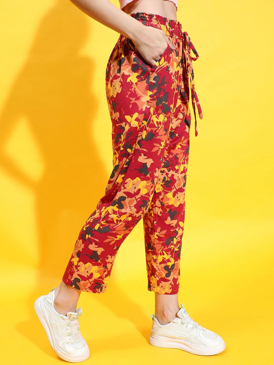 Trendsetter Delight Multicolor Floral Print Elasticated Pants