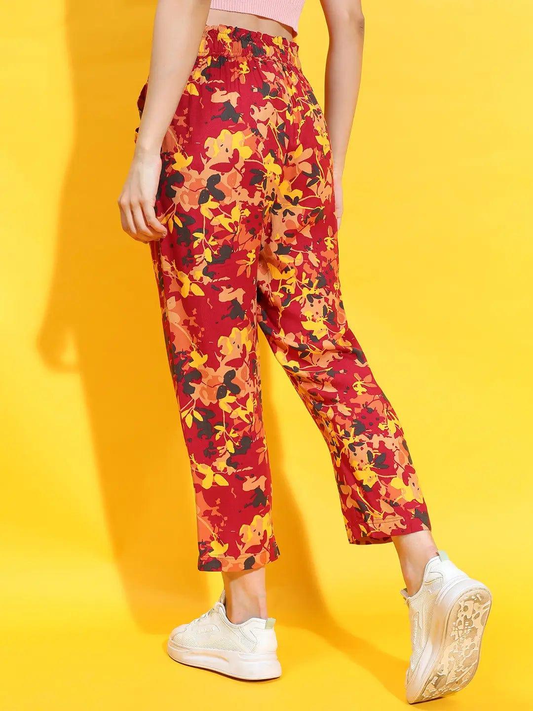 Trendsetter Delight Multicolor Floral Print Elasticated  Women Trouser