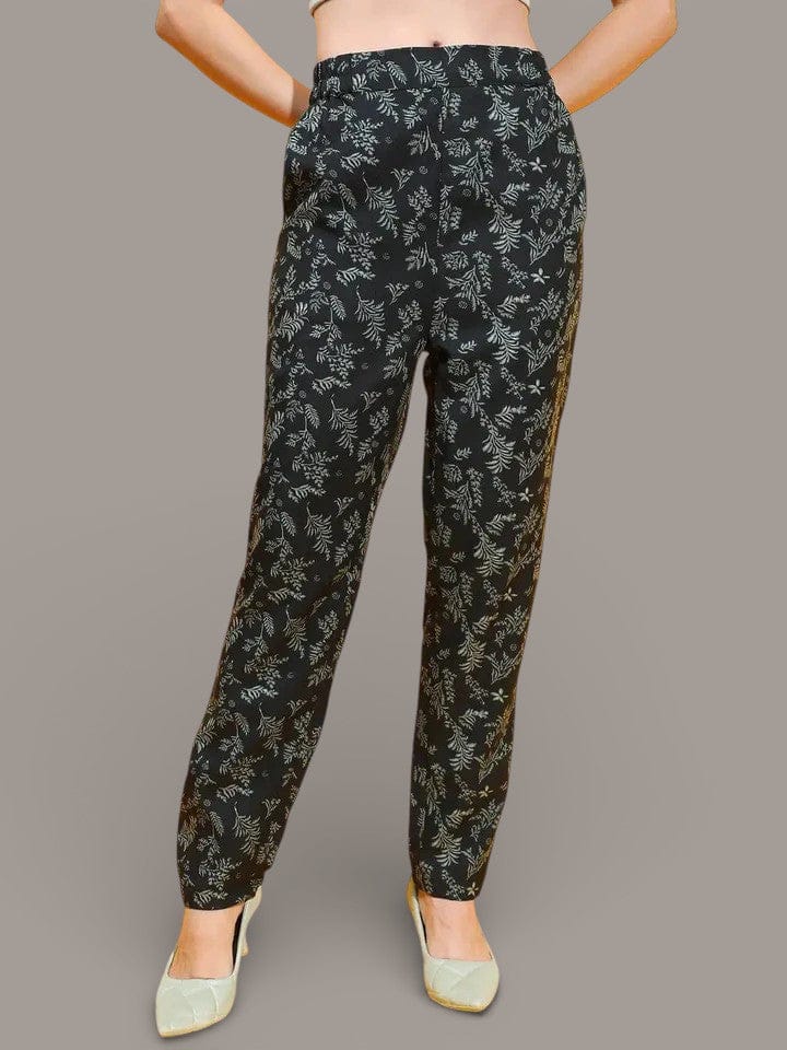 Black Floral Print Trouser