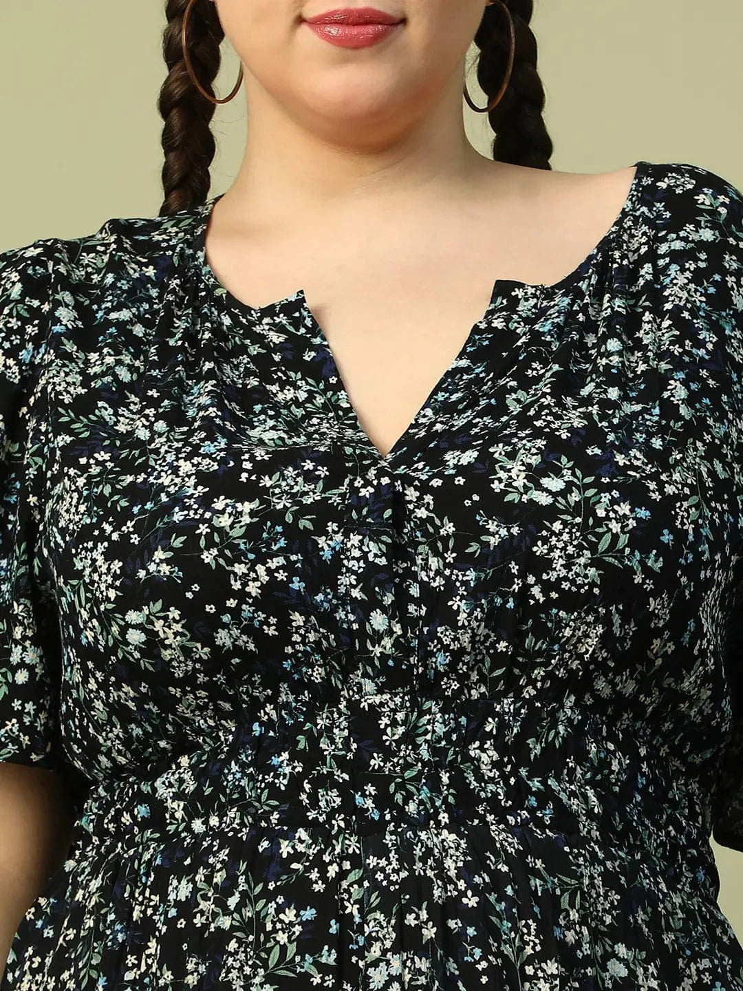 Multicolor Floral Print Short Sleeve Elasticated Plus Size Women Jumpsuit