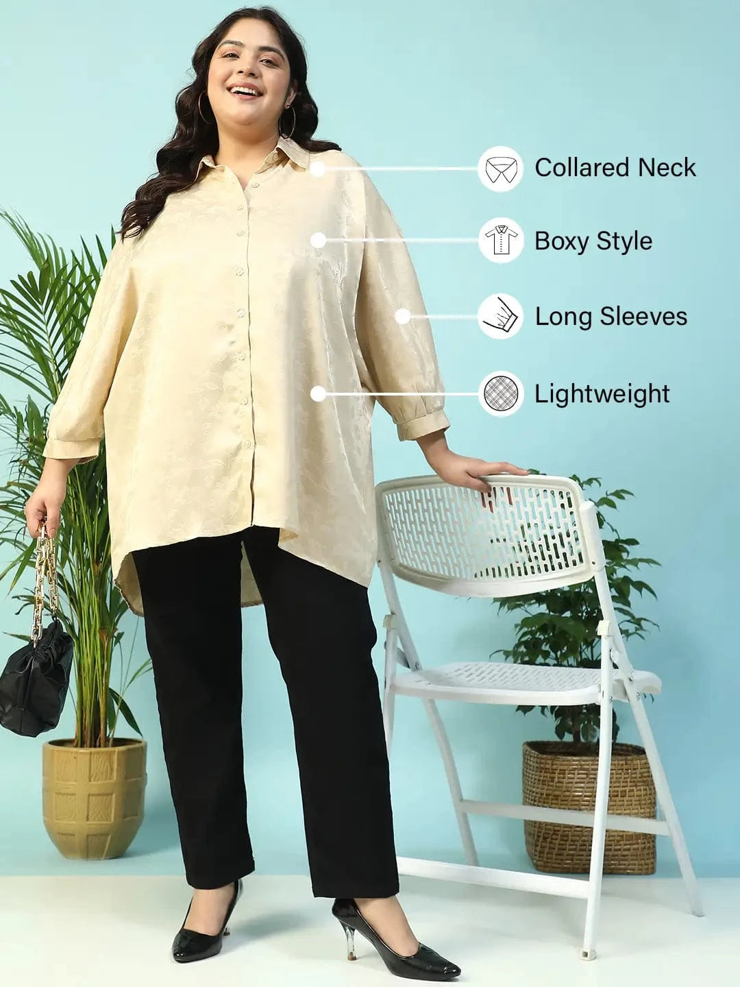 Latte Beige Floral Print Short Sleeve Collared Button Down Plus Size Oversized Shirt