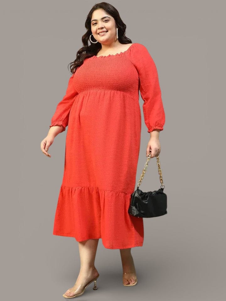 Plus Size Red Cotton Dress