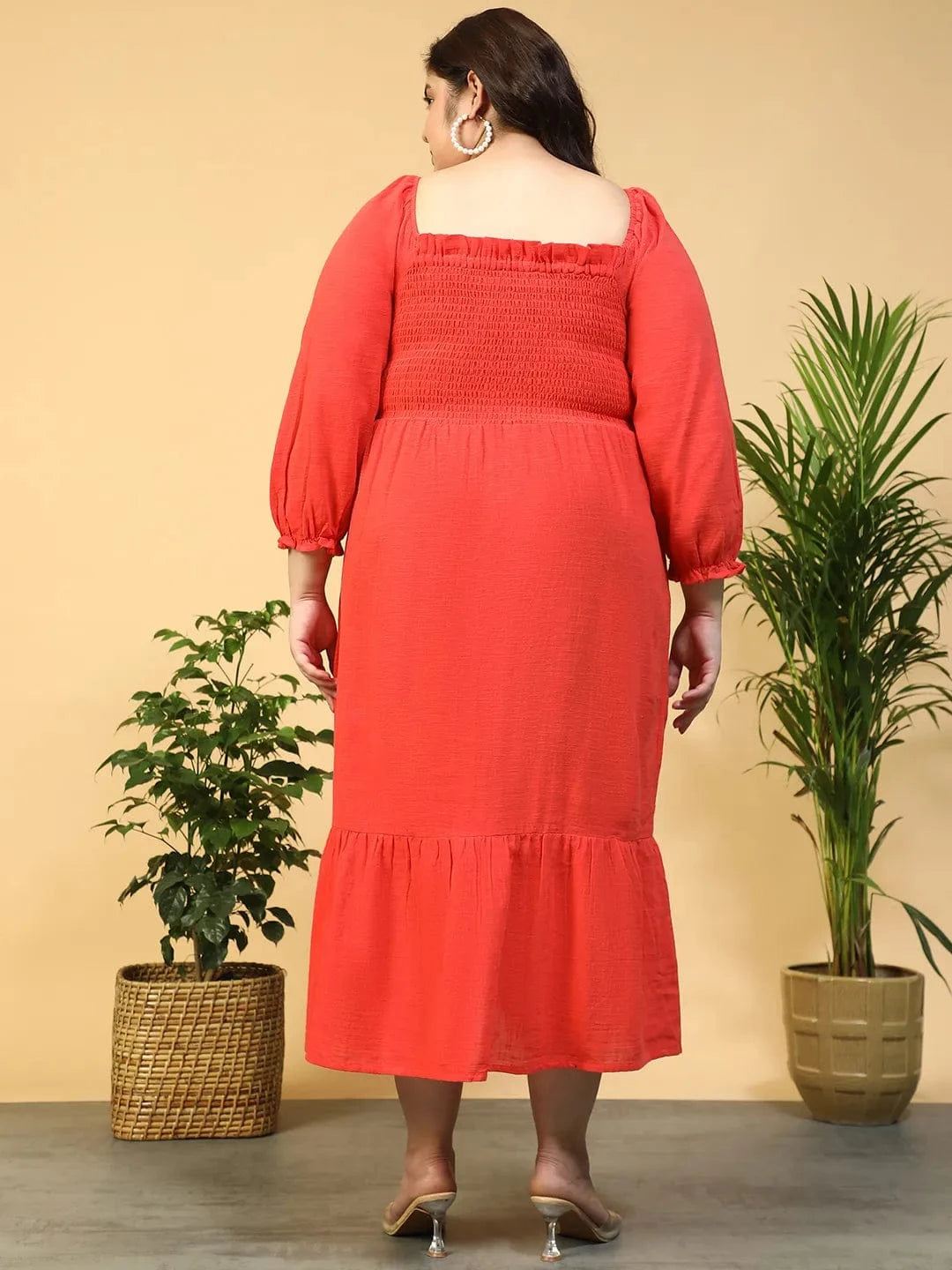 Poppy Solid Long Sleeve Plus Size Women Long Cotton Dress