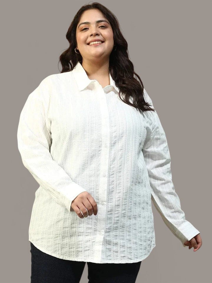 Plus Size White Cotton Shirt