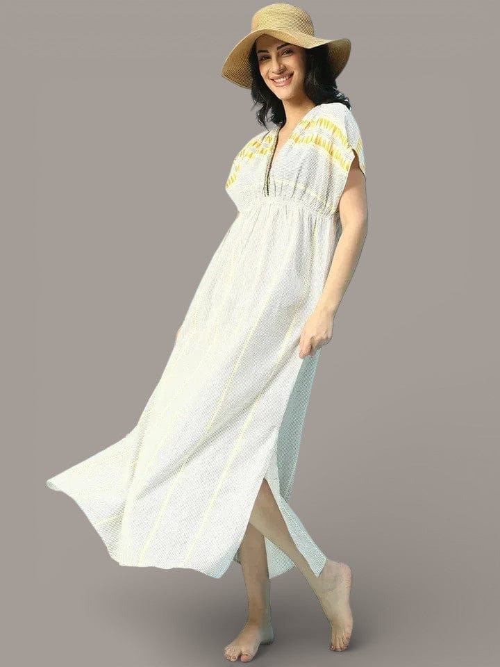 Beige Cotton Beachwear Dress
