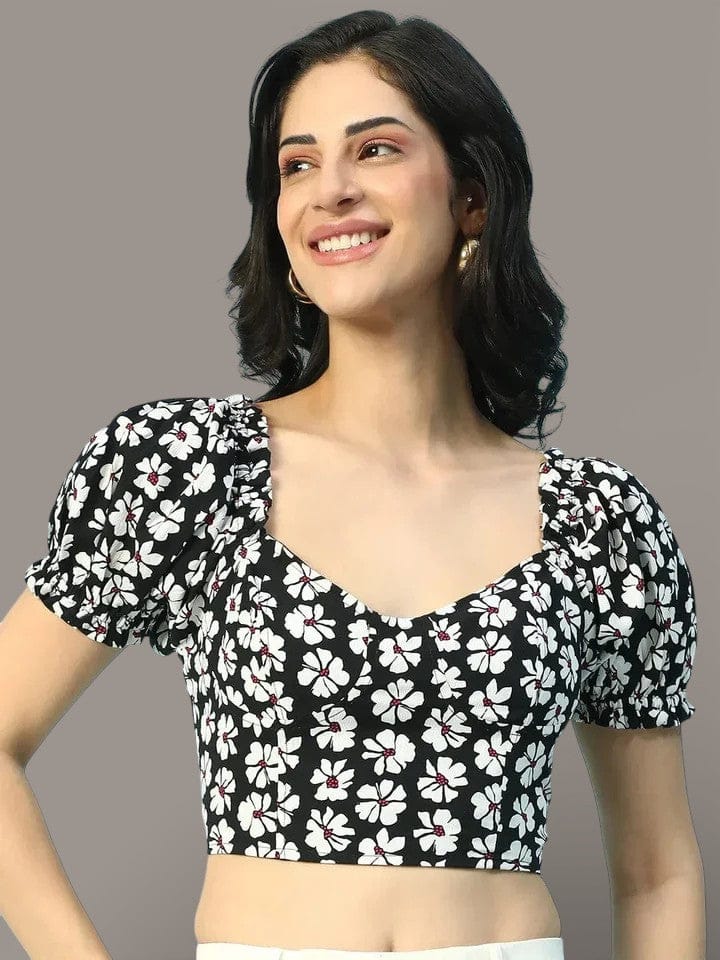 Black Floral Crop Top