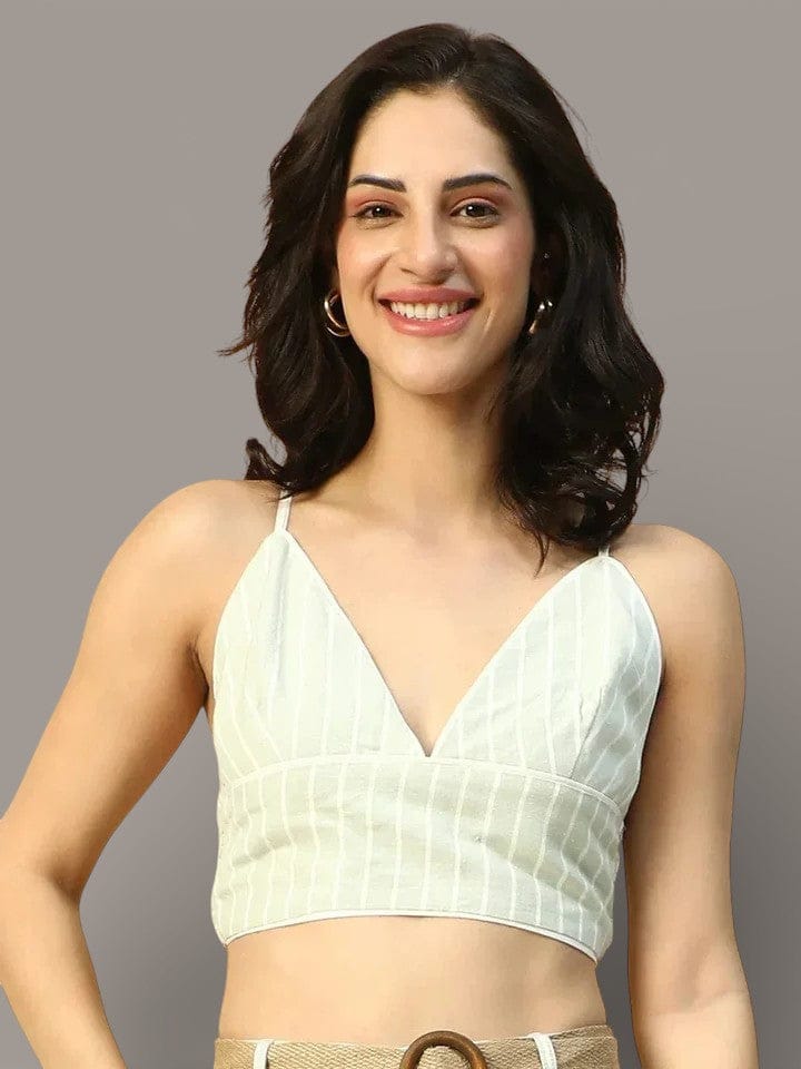 Green Stripe Cotton Crop Top