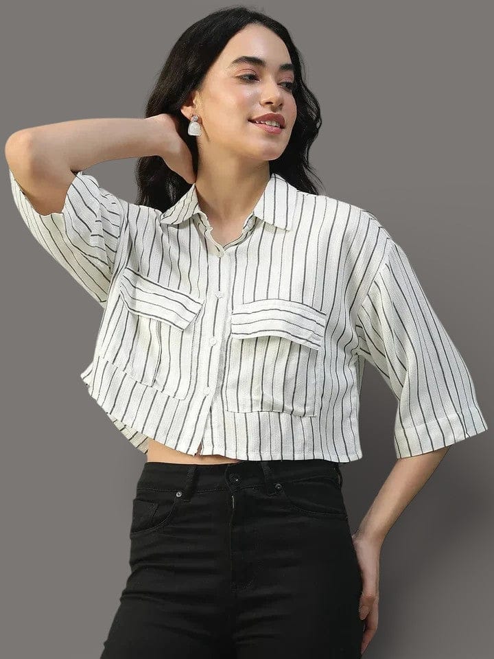 White Stripe Yarn Dyed Check Shirt