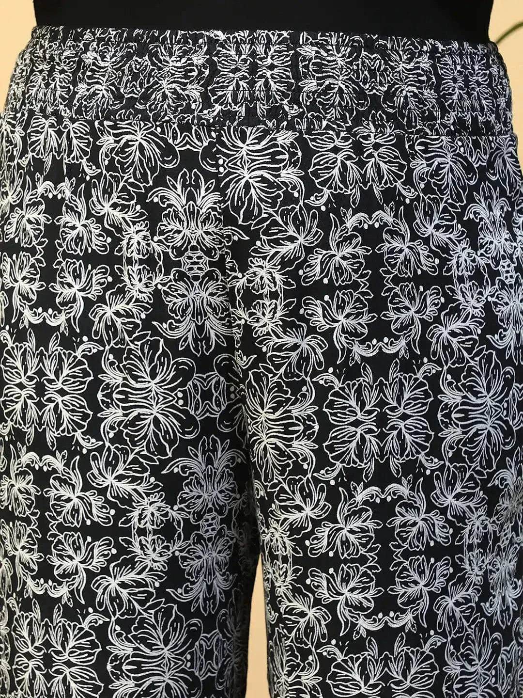 Jet Black Flared Elasticated Waist Plus Size Women Beachwear Pant