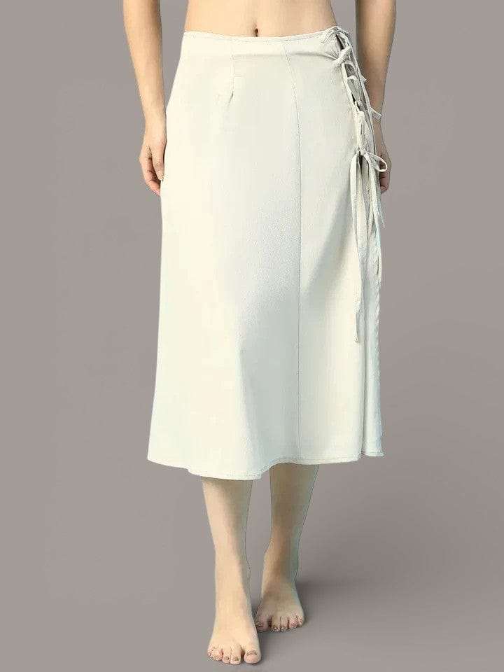 Fluid Beige Elasticated With Tie-Up String Detail Women Beachwear Skirt