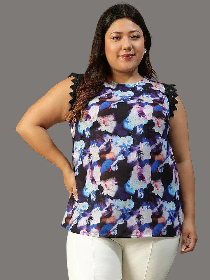 Plus Size Multicolor Floral Print Top