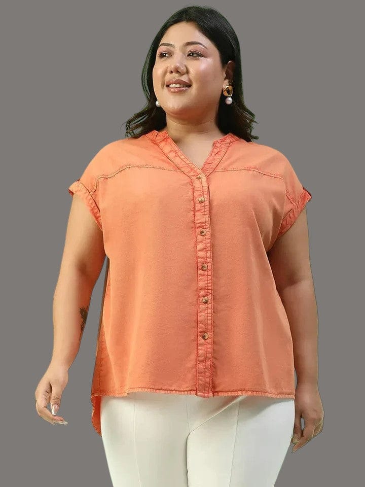 Plus Size Orange Cotton Top
