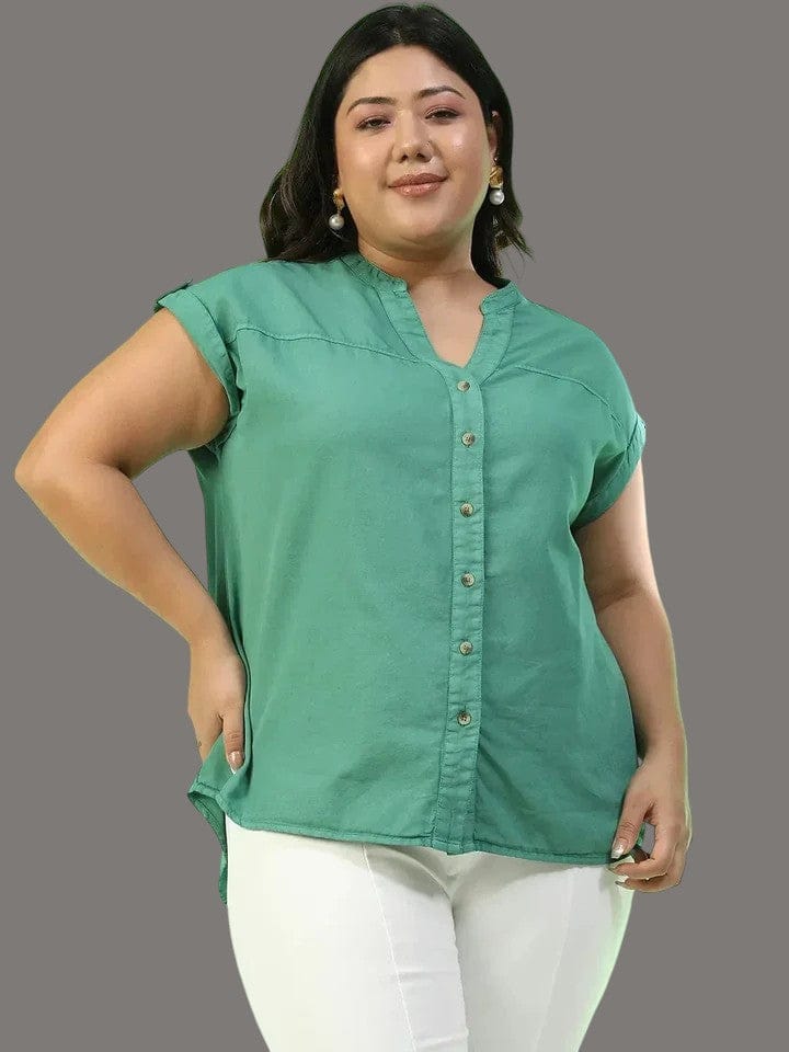 Plus Size Green Cotton Top