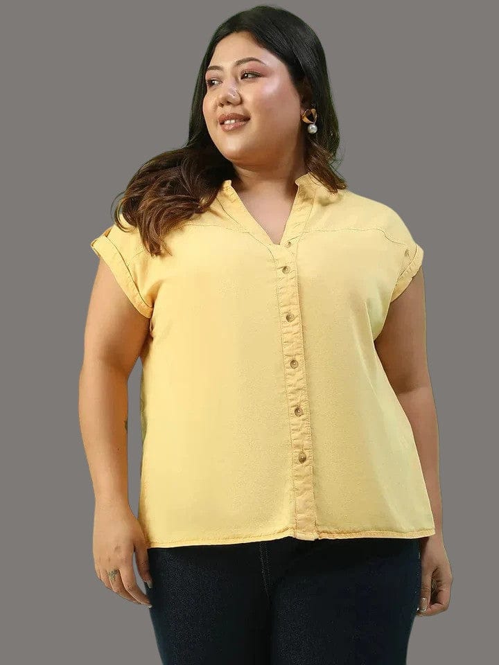 Plus Size Yellow Cotton Top