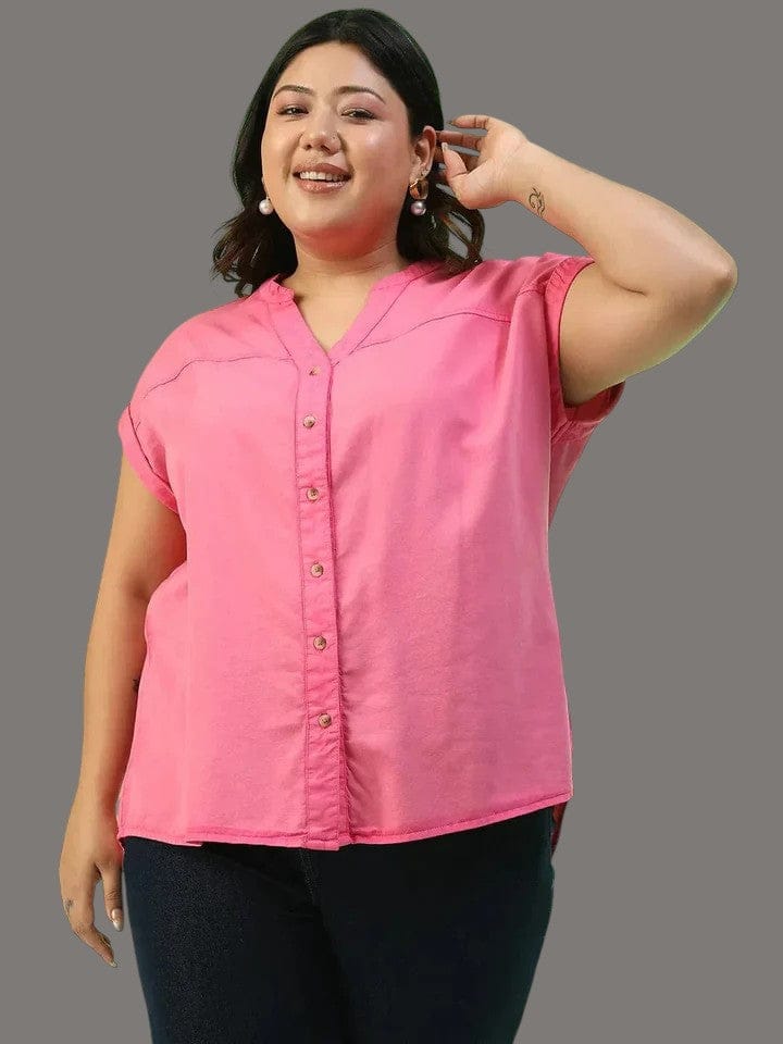 Plus Size Pink Cotton Top