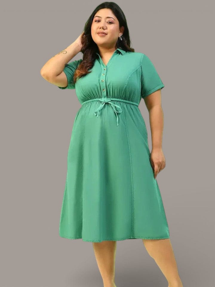 Plus Size Green Cotton Dress