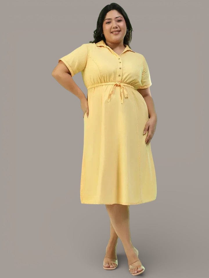 Plus Size Yellow Cotton Dress