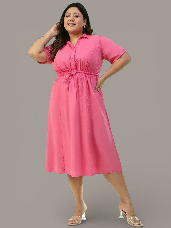 Plus Size Pink Cotton Dress