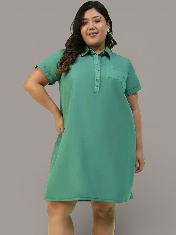 Plus Size Green Cotton Dress