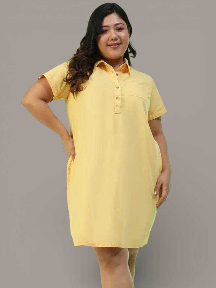Plus Size Yellow Cotton Dress