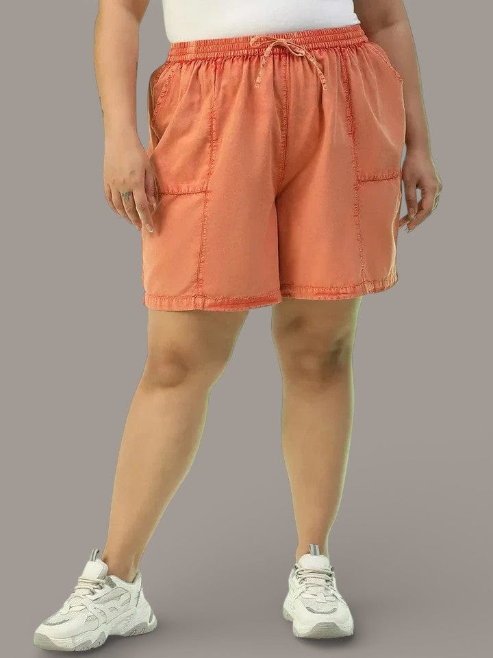 Plus Size Orange Cotton Short