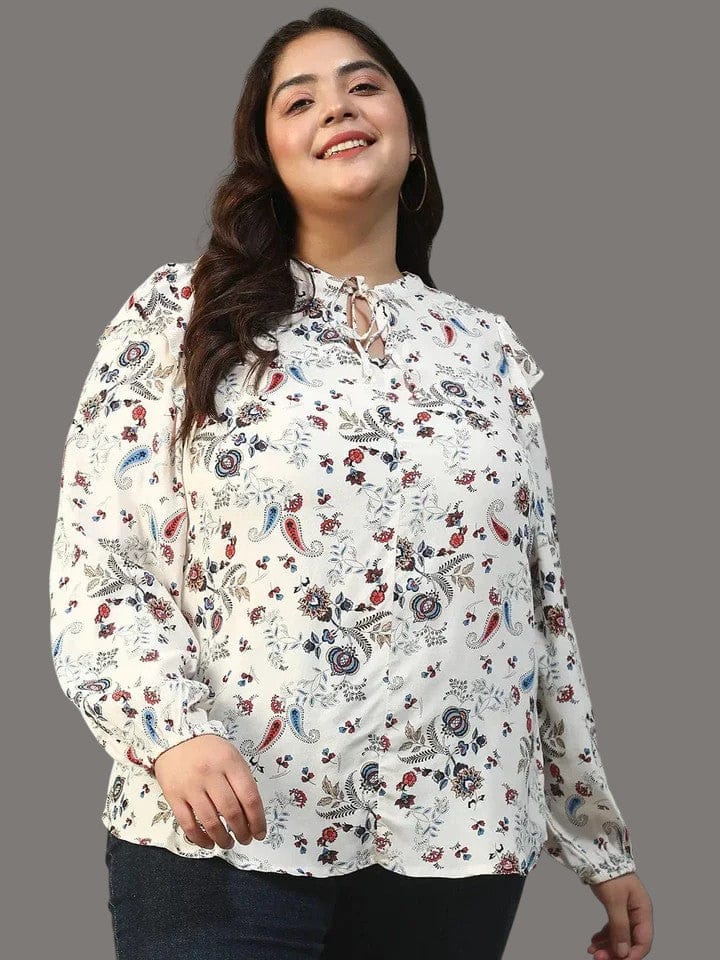 Plus Size Multicolor Floral Print Top