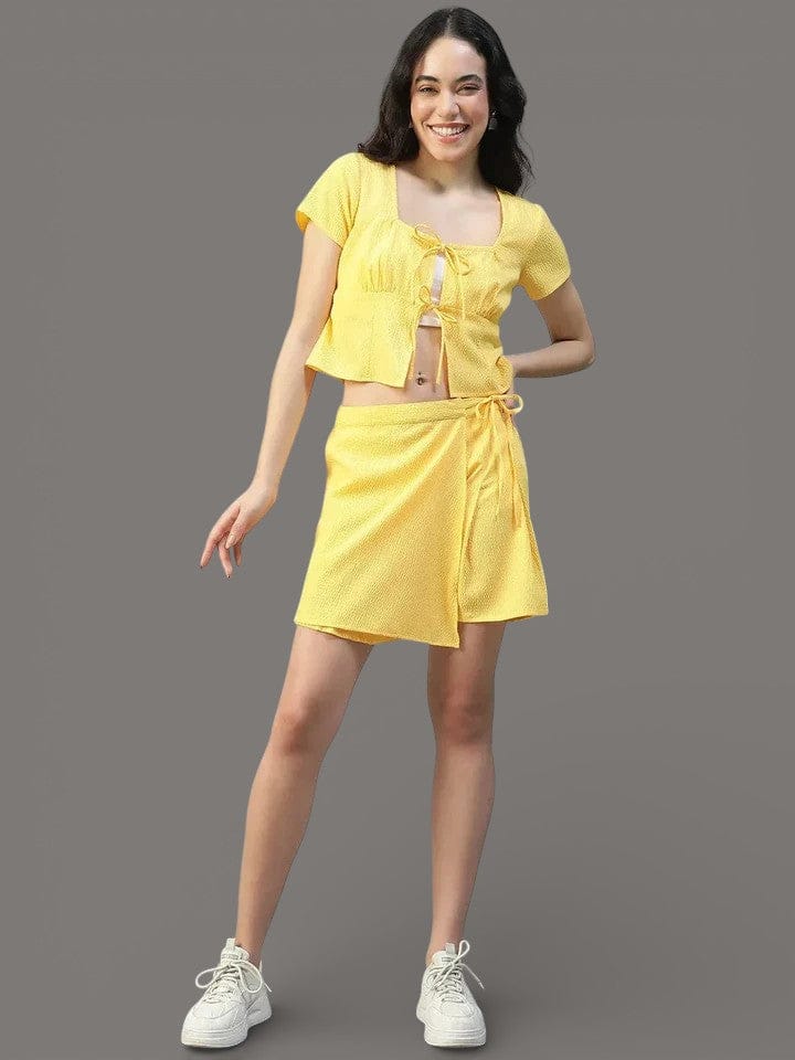 Women Yellow Top & Skort | Co-Ord Set