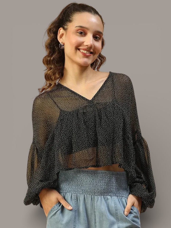 Black Polka Dot Top