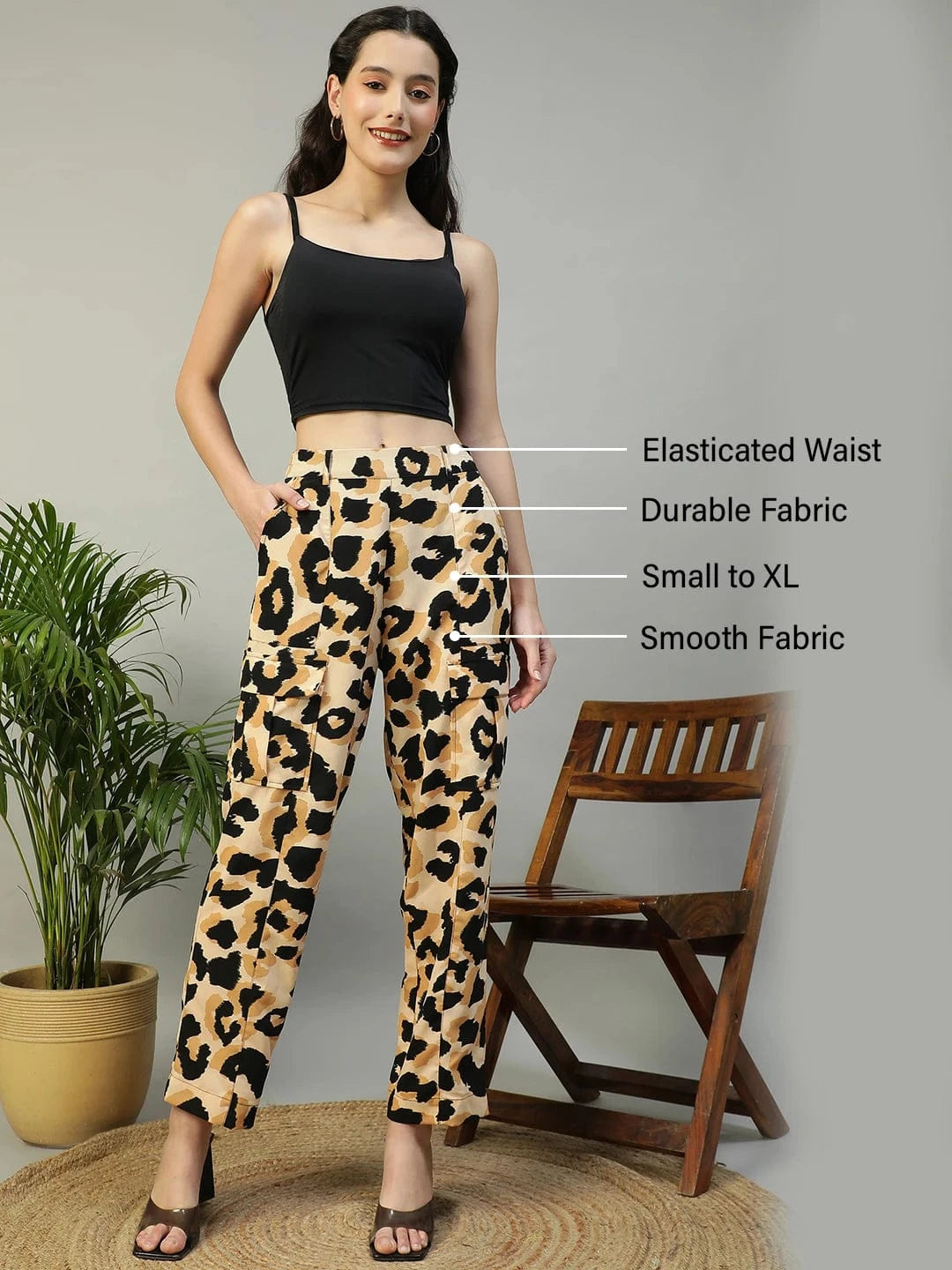 Multicolor Animal Print Elasticated Crargo Style Women Pant