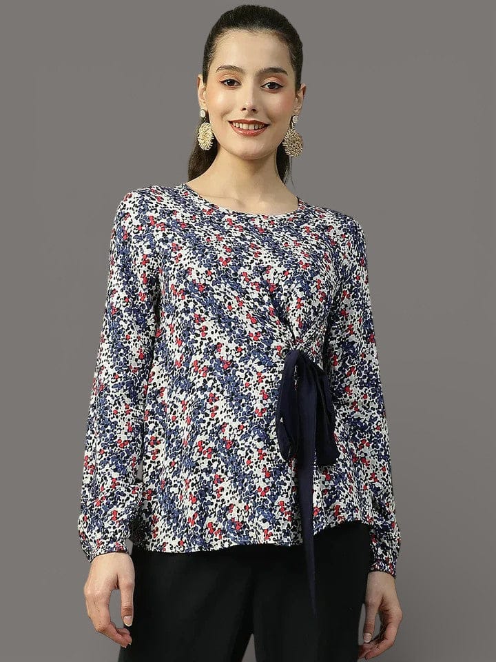 Blue Floral Print Top