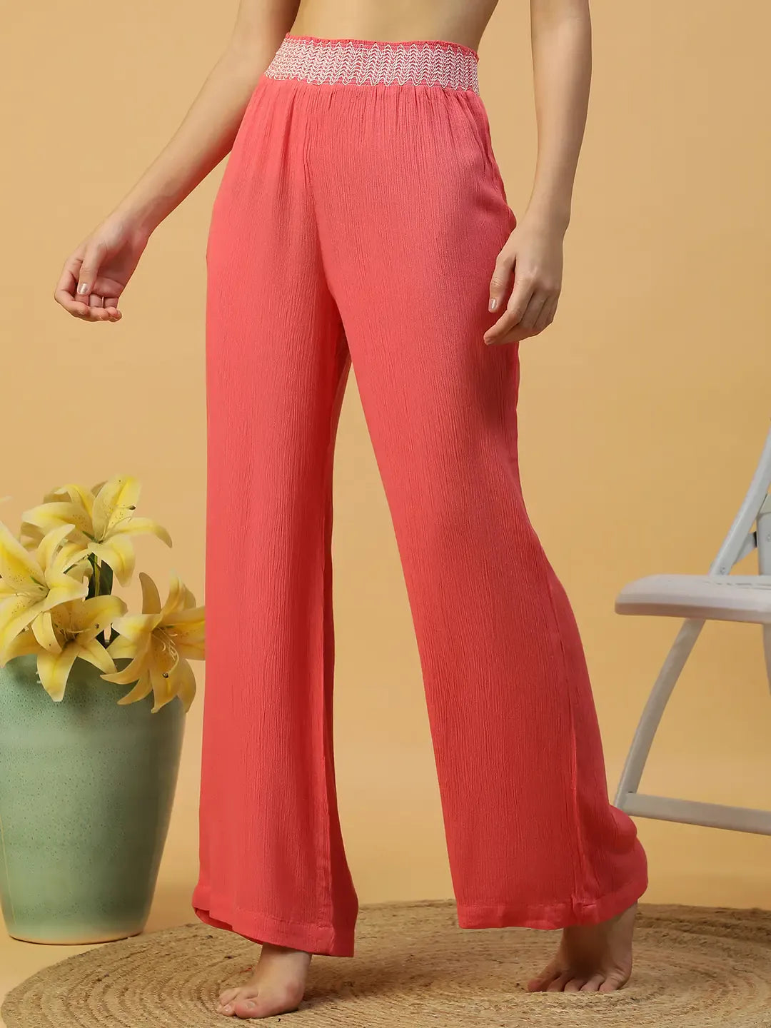 Women Red Beachwear Pant