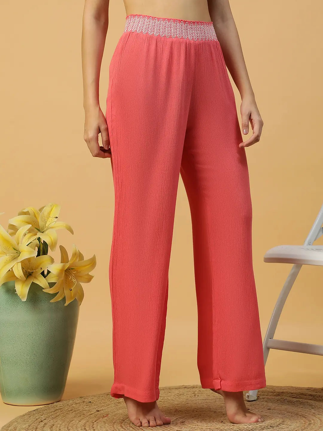 Women Red Beachwear Pant