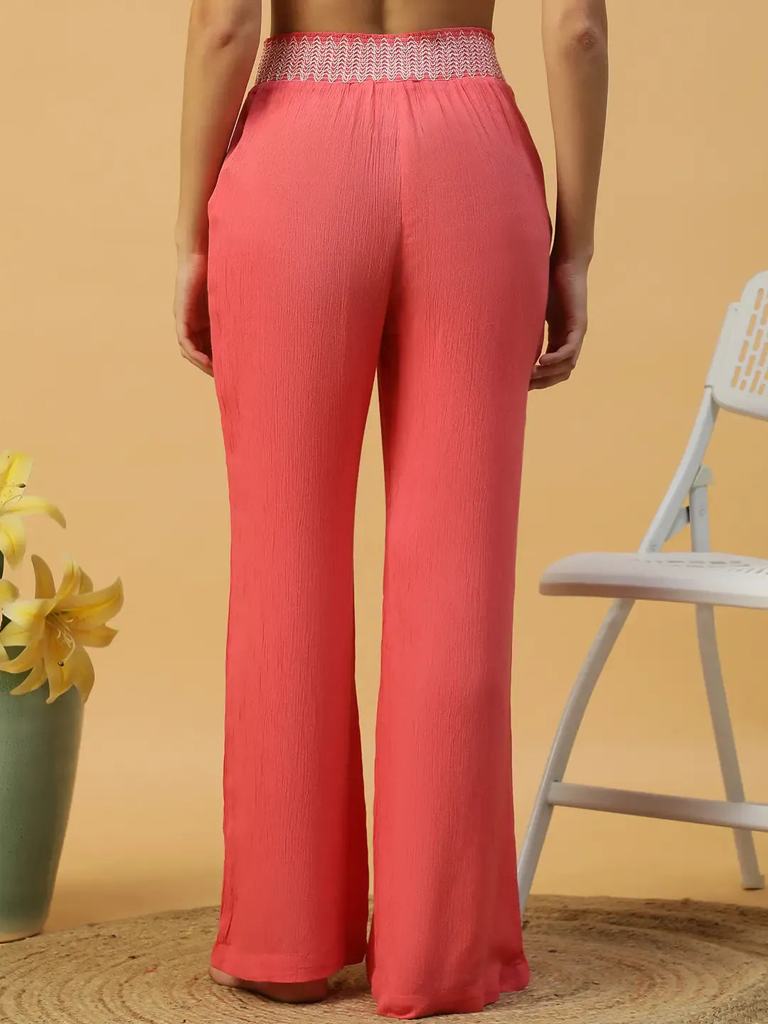 Women Red Beachwear Pant