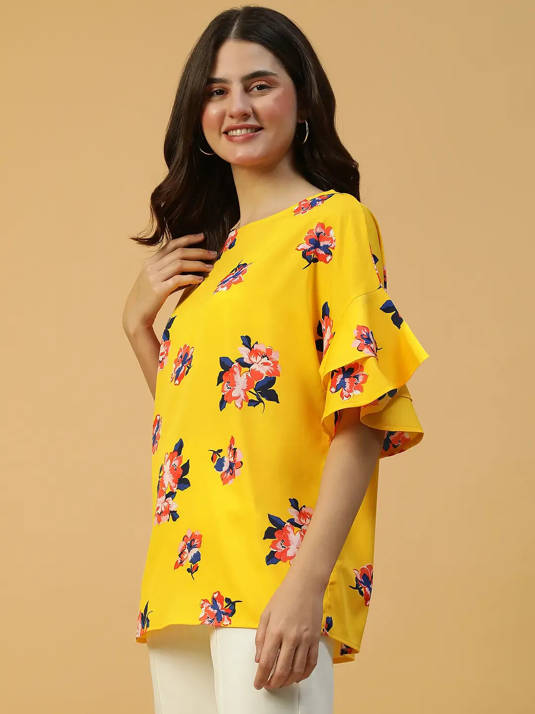 Yellow Floral Print Top
