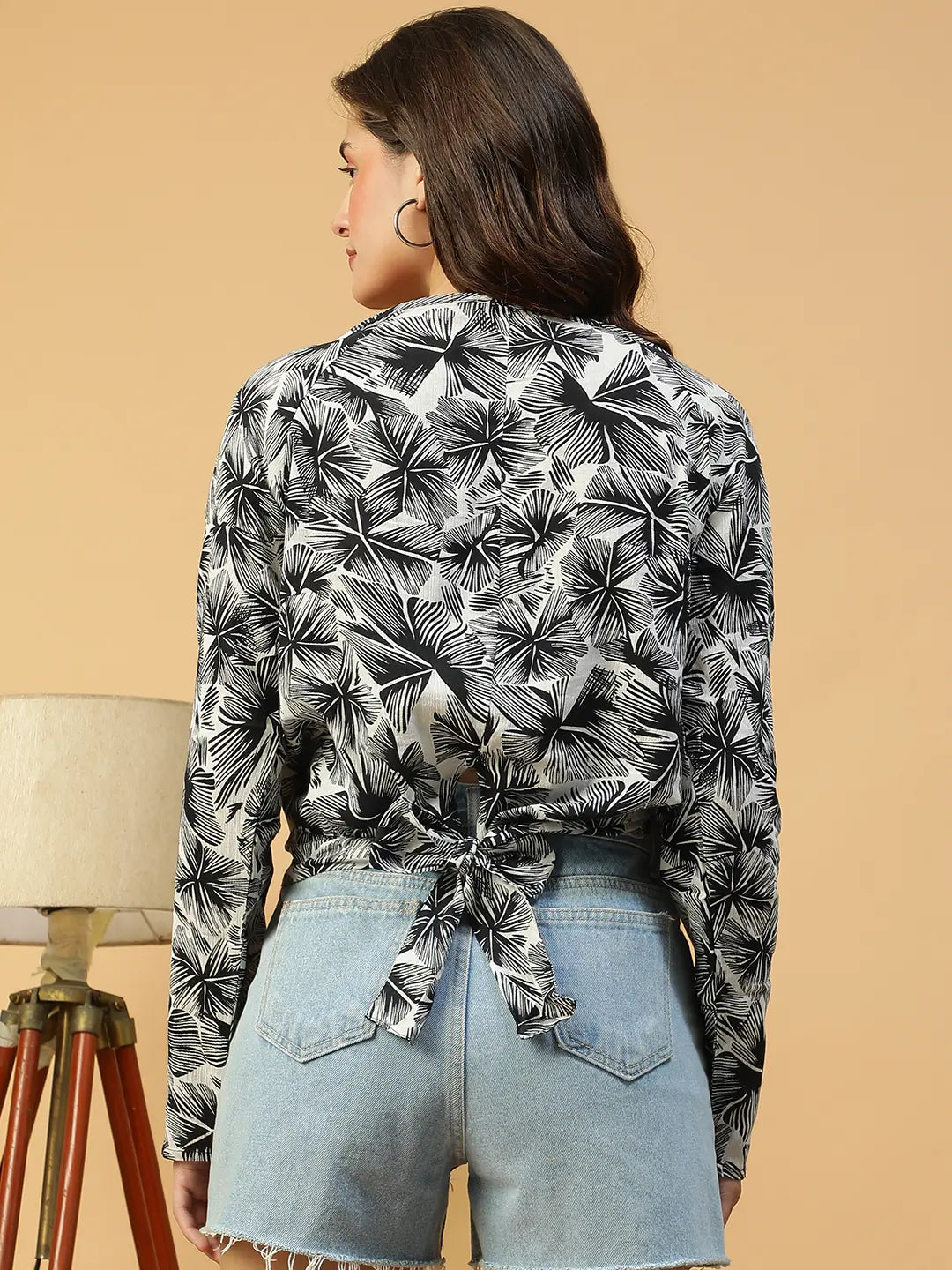 Black Floral Print Top