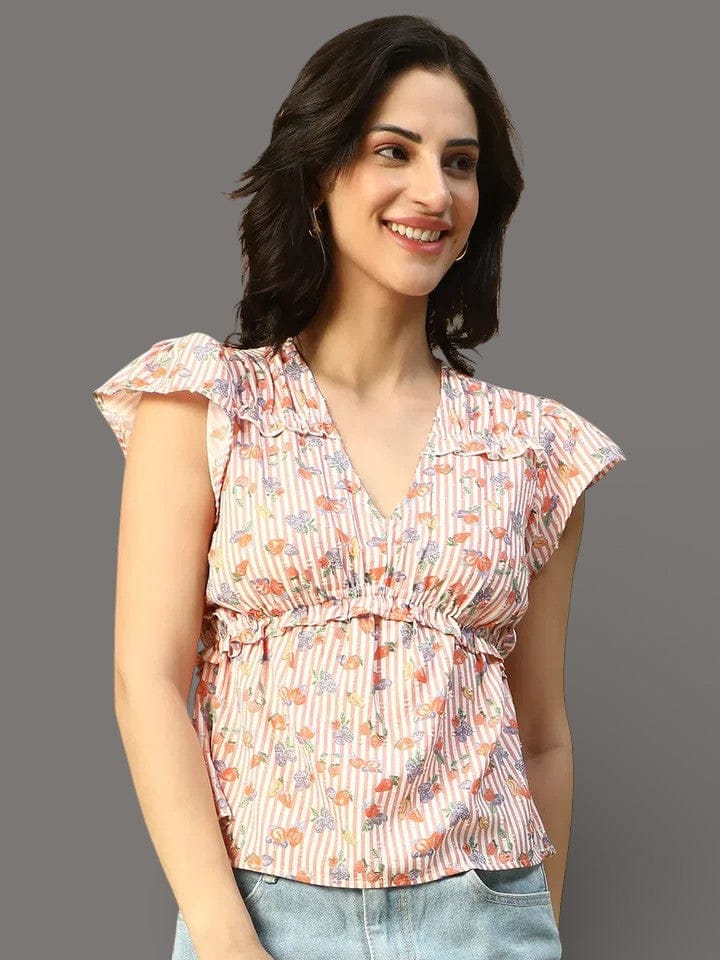 Pink Floral Print Top