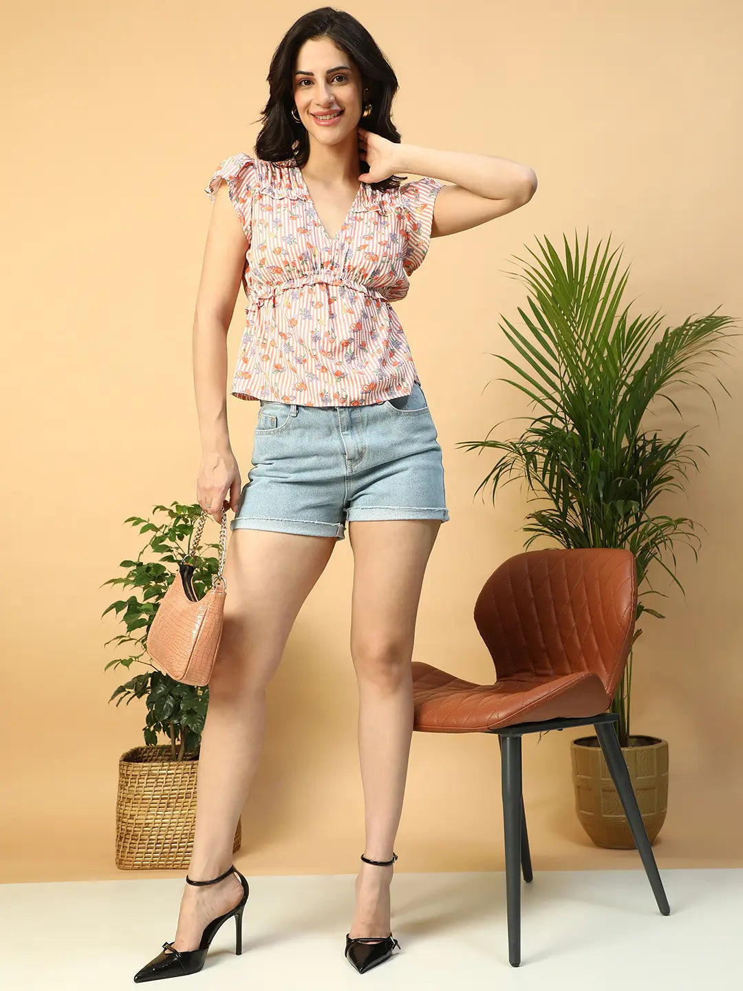 Pink Floral Print Top