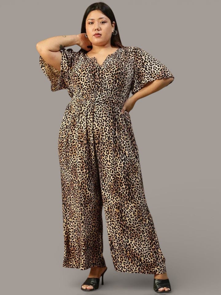 Plus Size Multicolor Animal Print Jumpsuit