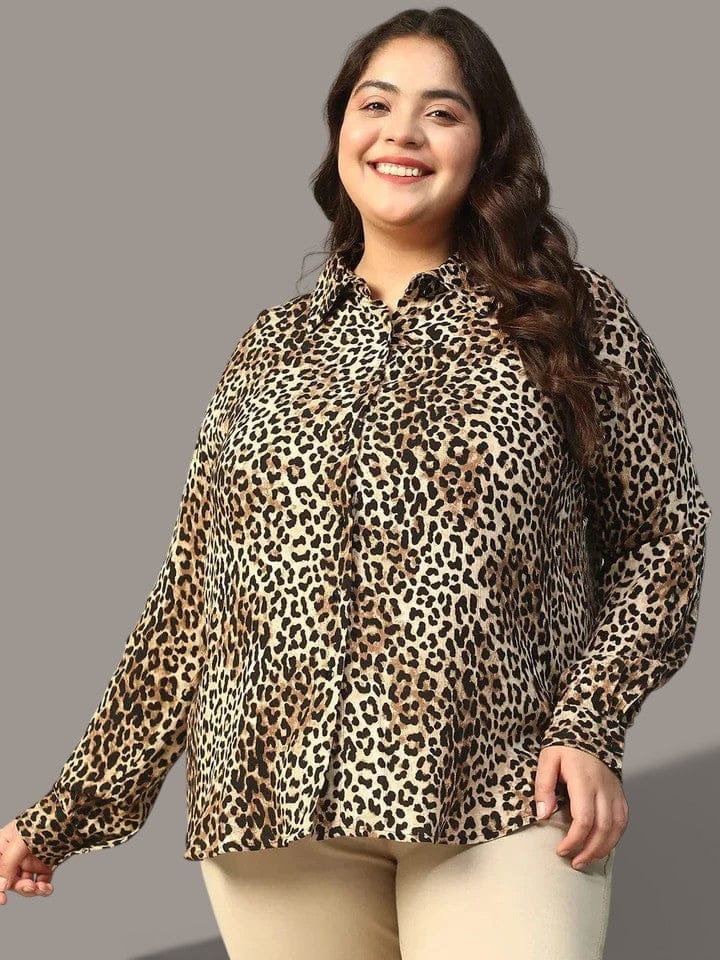Plus Size Multicolor Animal Print Shirt