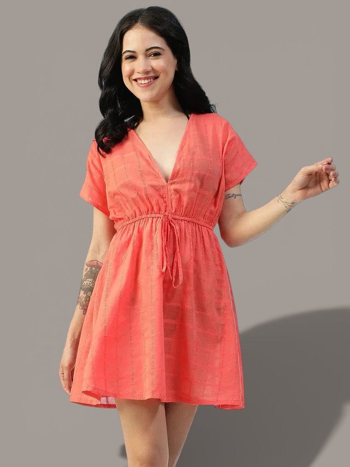 Orange Cotton Beachwear Kaftan