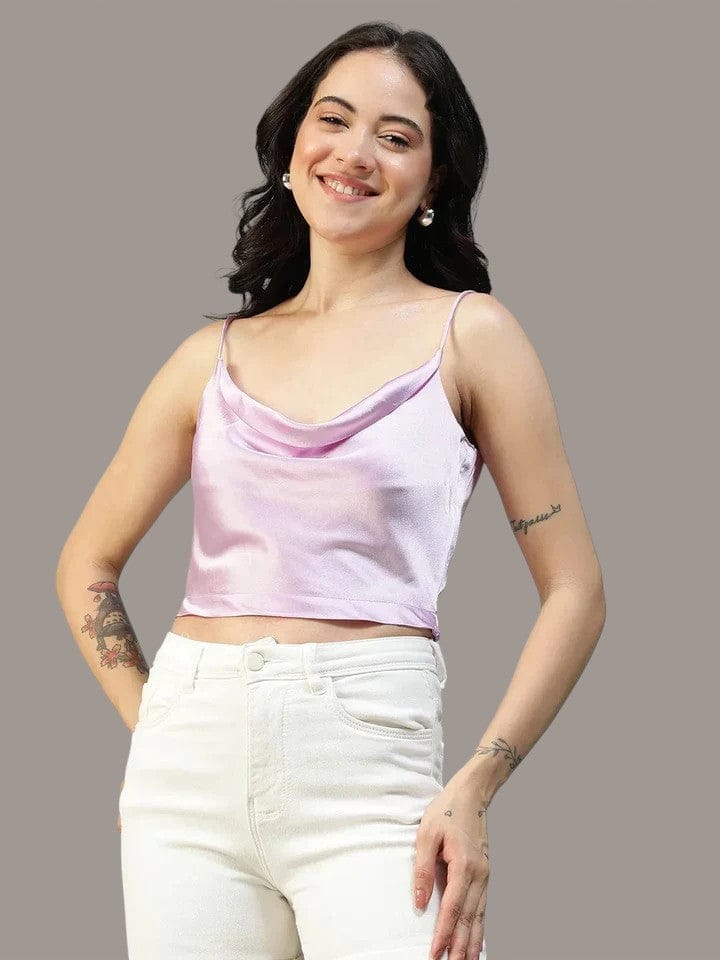 Purple Shoulder Strap Crop Top